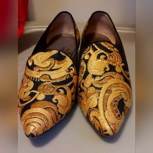 Vintage Yves Saint Laurent Gold Embroidered flats